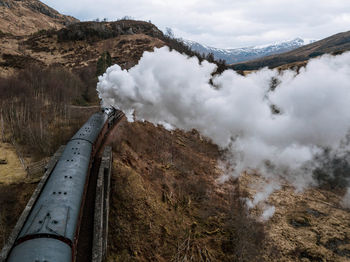 Smoke emitting from steam train