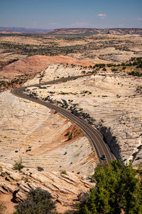 High angle view of road passing through landscape