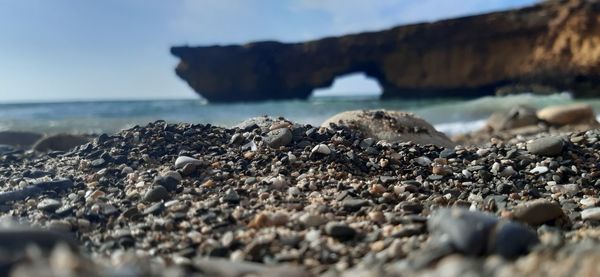 Close-up of stones on beach