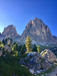 Scenic view of rocky mountains against clear sky