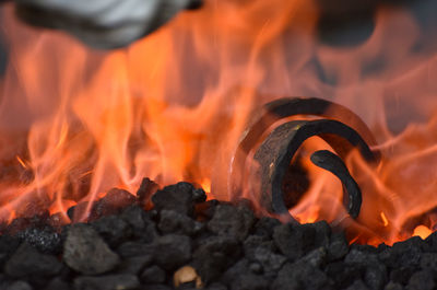 Close-up of fire and metal