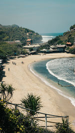 High angle view of beach against clear sky