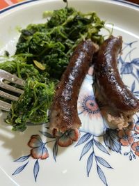 High angle view of food in plate