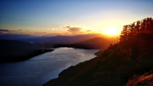 Scenic view of sea during sunset