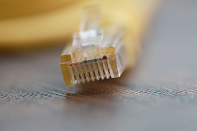 Close-up of computer keyboard on table