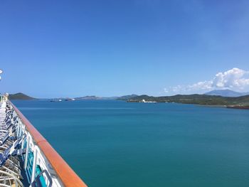 Scenic view of sea against blue sky