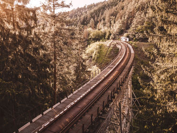 High angle view of railroad tracks on mountain