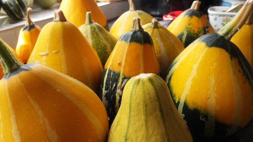 Close-up of pumpkins for sale at market