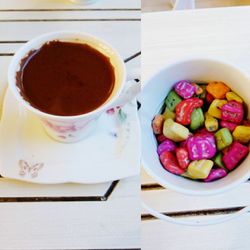 Close-up of served food on table