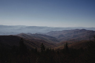 Scenic view of mountains against clear sky