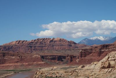 Rock formations in desert against sky