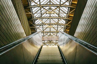 Low angle view of escalator
