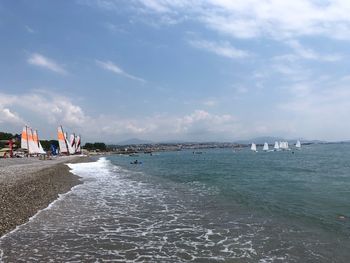 Scenic view of beach against sky