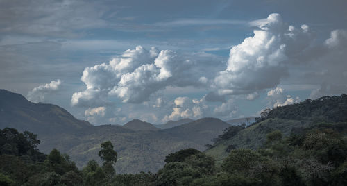 Panoramic view of landscape and mountains against sky