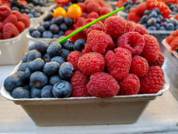 High angle view of berries in container