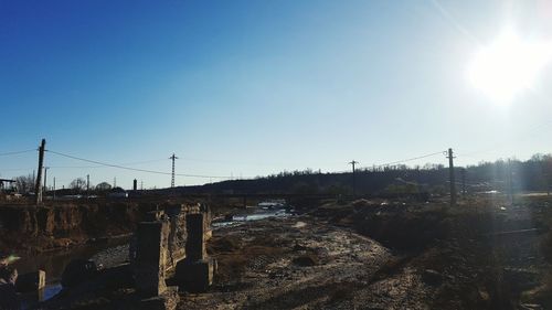 Panoramic view of fence against clear sky