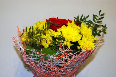 Close-up of red flower pot