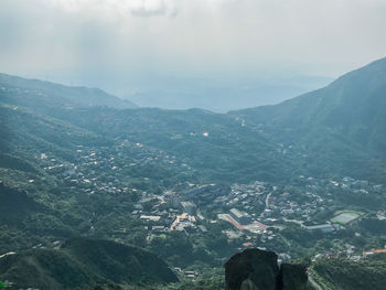 High angle view of townscape against sky
