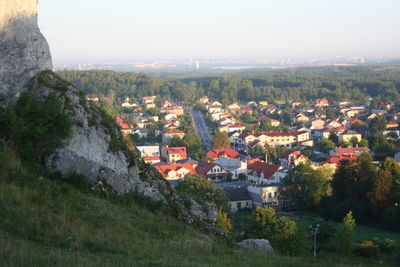 High angle view of landscape against sky