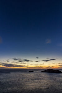 Scenic view of sea against sky at sunset