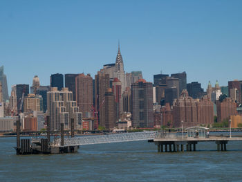 View of cityscape against clear sky