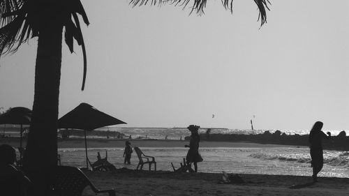 Woman jumping in sea
