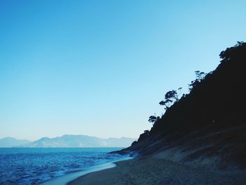 Scenic view of sea against clear sky