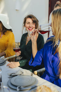 Female friends having meal