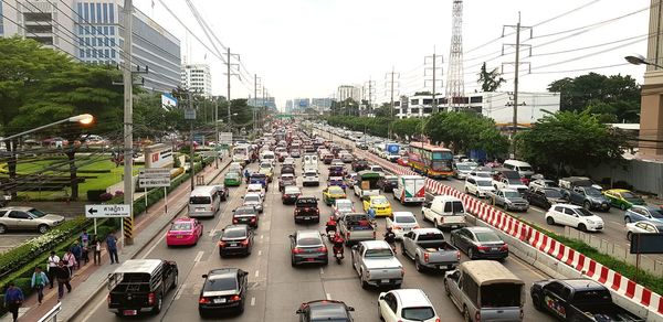 High angle view of traffic on city street