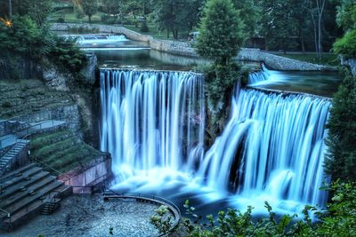 View of waterfall in forest