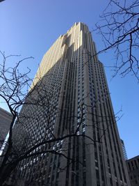 Low angle view of building against blue sky