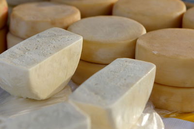 Close-up of cheese for sale