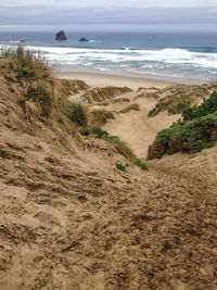 Scenic view of beach against sky