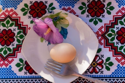 High angle view of christmas decorations on table