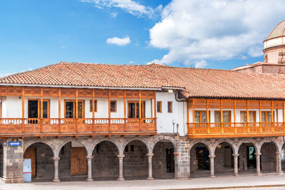 Historic building at plaza de armas against sky on sunny day