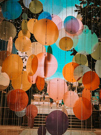 Low angle view of colorful balloons