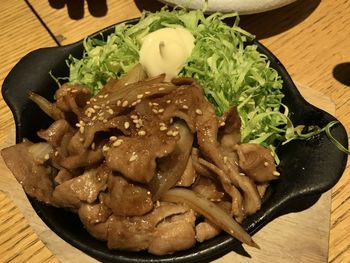 High angle view of meal served in plate