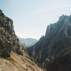 Scenic view of rocky mountains against sky