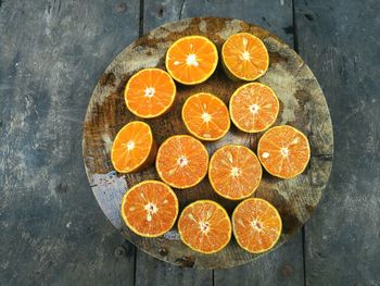 High angle view of orange fruits