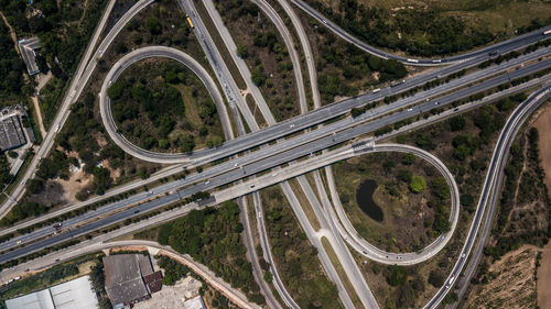 High angle view of highway bridge in city