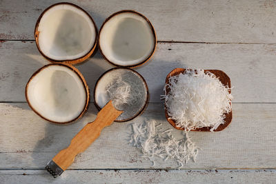 High angle view of food on table