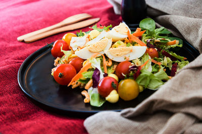 Close-up of food in plate on table