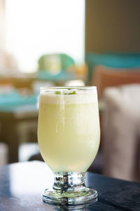 Close-up of drink in glass on table