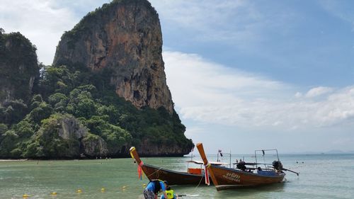 Boat sailing in sea