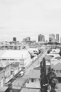 Cityscape against clear sky