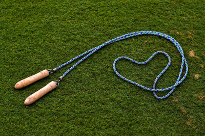 High angle view of heart shape on field