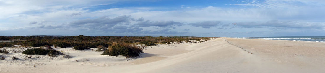 Scenic view of beach against sky