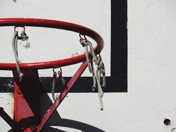 Close-up of chain hanging on boat