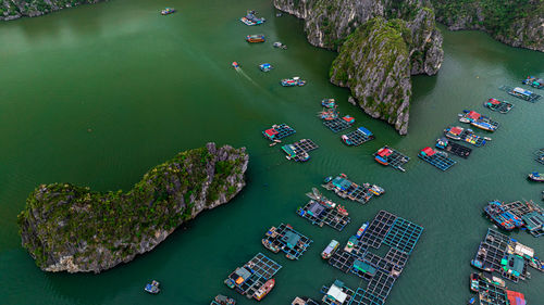 High angle view of people at beach