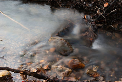 Water flowing through rocks